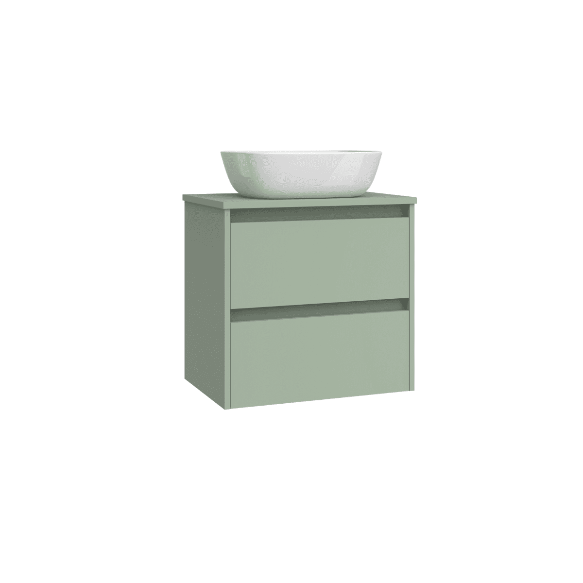 Mueble de Baño Suspendido Fondo Reducido con Lavabo Sobreponer Cerámico para Aseos modelo Veloz| Mueble Volado 2 Cajones | Leaf