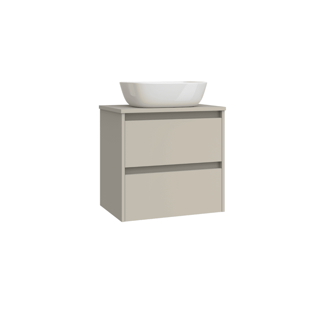 Mueble de Baño Suspendido Fondo Reducido con Lavabo Sobreponer Cerámico para Aseos modelo Veloz| Mueble Volado 2 Cajones | Moka