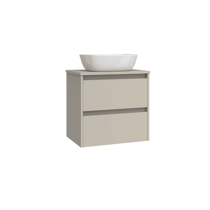 Mueble de Baño Suspendido Fondo Reducido con Lavabo Sobreponer Cerámico para Aseos modelo Veloz| Mueble Volado 2 Cajones | Moka