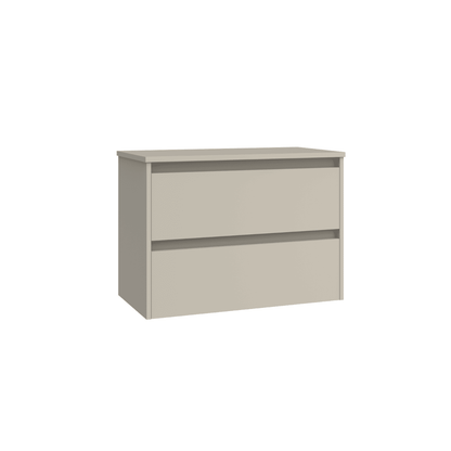 Mueble de Baño Suspendido Fondo Reducido con Lavabo Sobreponer Cerámico para Aseos modelo Veloz| Mueble Volado 2 Cajones | Moka