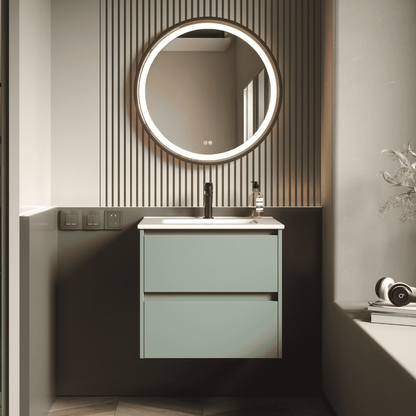Mueble de Baño Suspendido con Lavabo Cerámico modelo Veloz| Mueble Volado 2 Cajones| Leaf