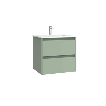 Mueble de Baño Suspendido con Lavabo Cerámico modelo Veloz| Mueble Volado 2 Cajones| Leaf
