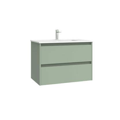 Mueble de Baño Suspendido con Lavabo Cerámico modelo Veloz| Mueble Volado 2 Cajones| Leaf