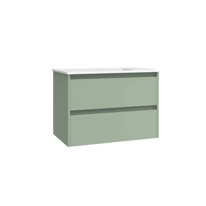 Mueble de Baño Suspendido con Lavabo Cerámico modelo Veloz| Mueble Volado 2 Cajones| Leaf