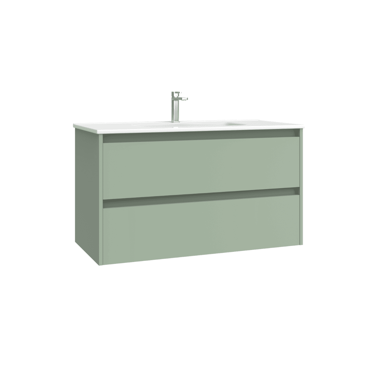Mueble de Baño Suspendido con Lavabo Cerámico modelo Veloz| Mueble Volado 2 Cajones| Leaf
