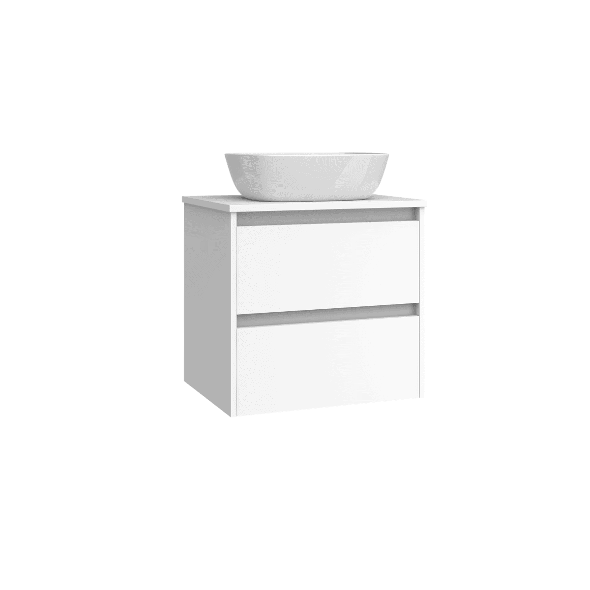 Mueble de Baño Suspendido con Lavabo Sobreponer Cerámico modelo Veloz| Mueble Volado 2 Cajones | Blanco Mate