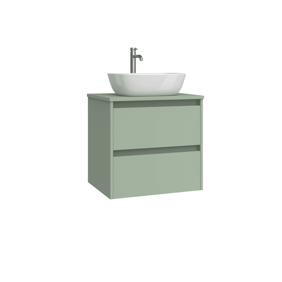 Mueble de Baño Suspendido con Lavabo Sobreponer Cerámico modelo Veloz| Mueble Volado 2 Cajones | Leaf