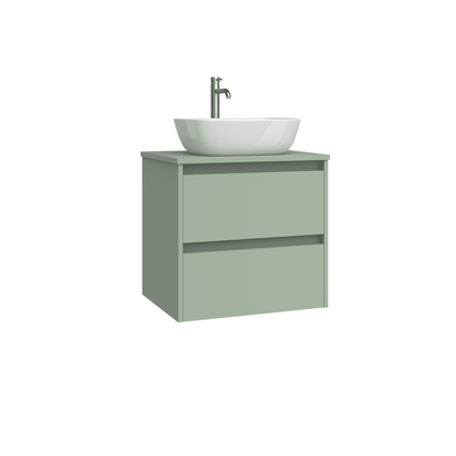 Mueble de Baño Suspendido con Lavabo Sobreponer Cerámico modelo Veloz| Mueble Volado 2 Cajones | Leaf