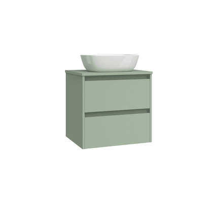 Mueble de Baño Suspendido con Lavabo Sobreponer Cerámico modelo Veloz| Mueble Volado 2 Cajones | Leaf