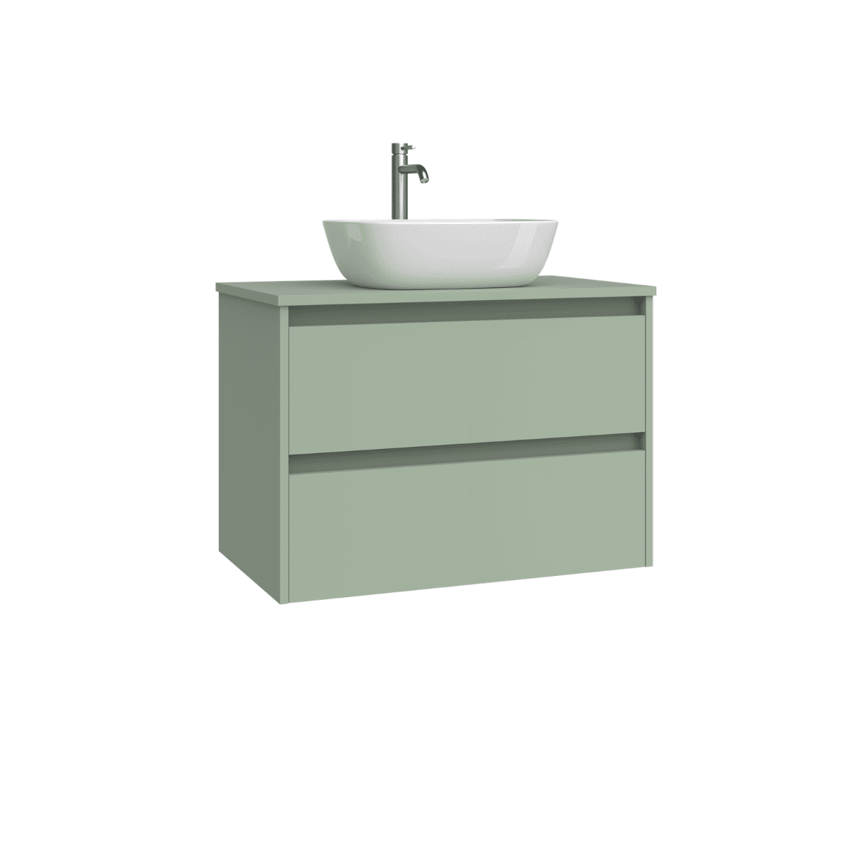 Mueble de Baño Suspendido con Lavabo Sobreponer Cerámico modelo Veloz| Mueble Volado 2 Cajones | Leaf