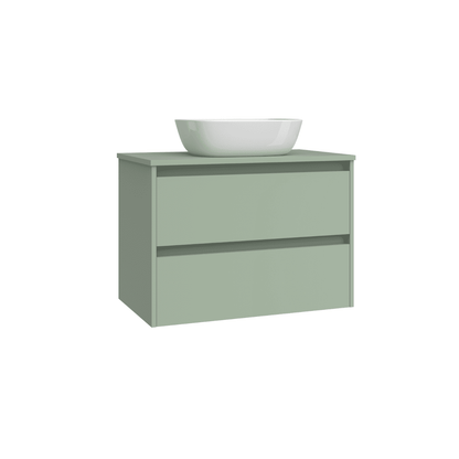 Mueble de Baño Suspendido con Lavabo Sobreponer Cerámico modelo Veloz| Mueble Volado 2 Cajones | Leaf