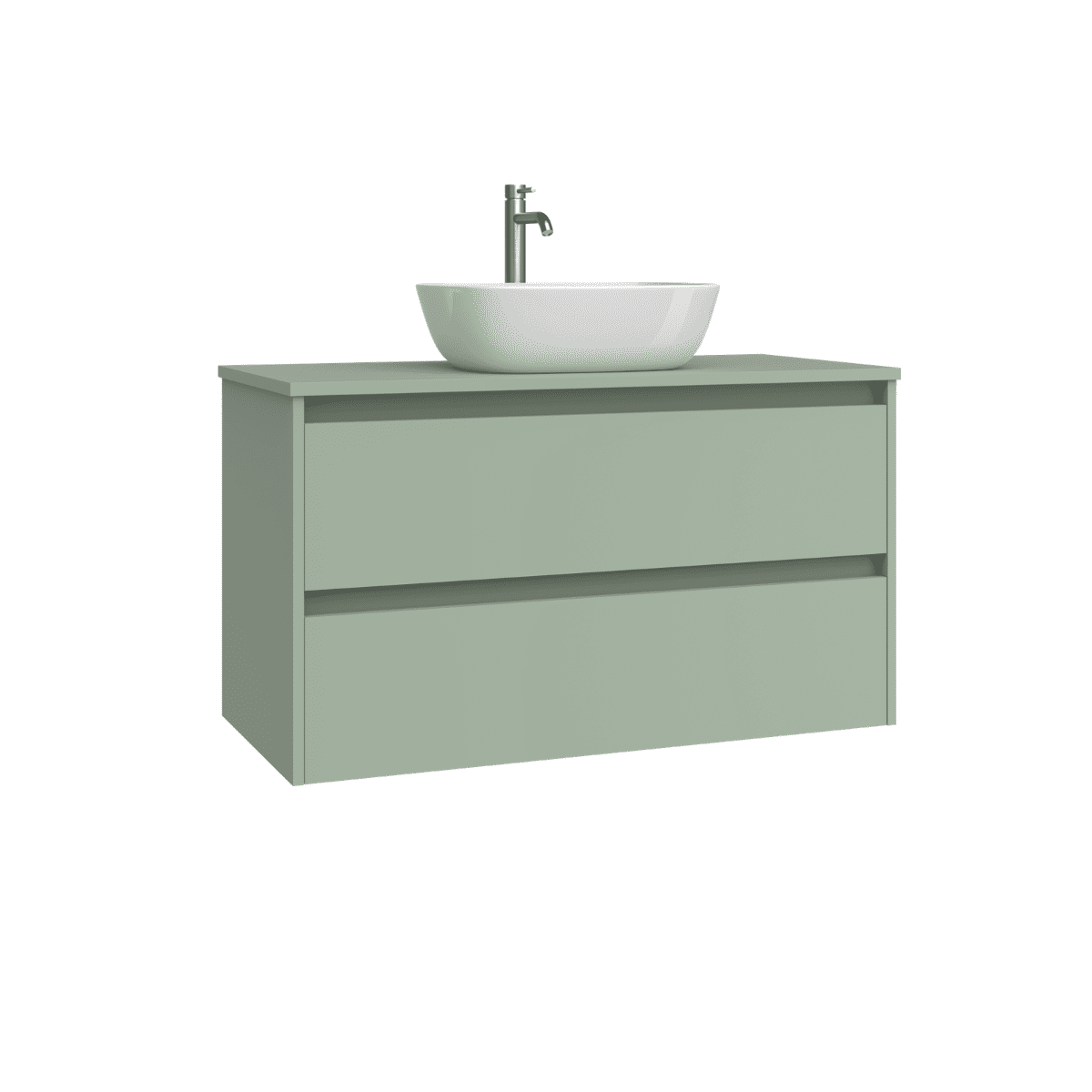 Mueble de Baño Suspendido con Lavabo Sobreponer Cerámico modelo Veloz| Mueble Volado 2 Cajones | Leaf