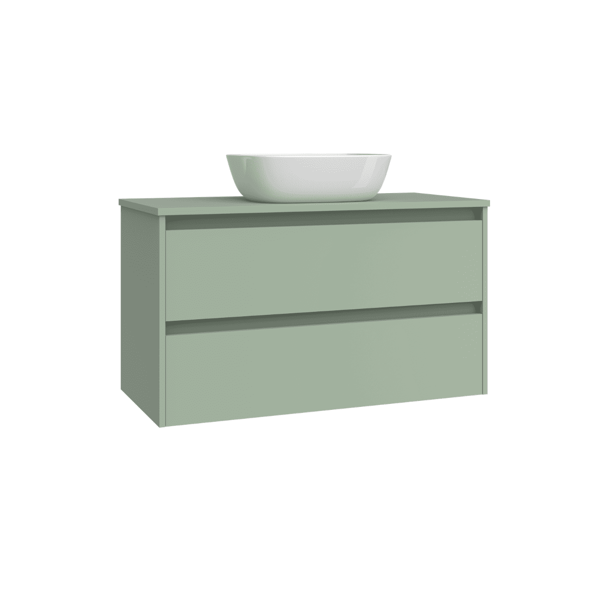 Mueble de Baño Suspendido con Lavabo Sobreponer Cerámico modelo Veloz| Mueble Volado 2 Cajones | Leaf