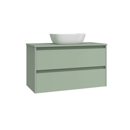 Mueble de Baño Suspendido con Lavabo Sobreponer Cerámico modelo Veloz| Mueble Volado 2 Cajones | Leaf
