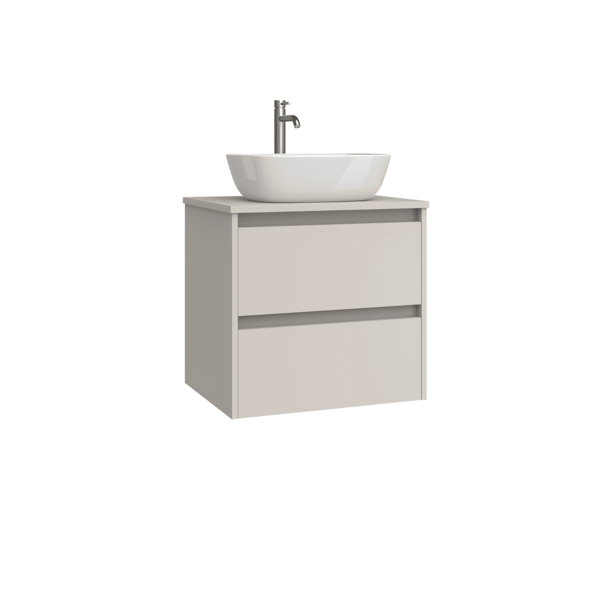 Mueble de Baño Suspendido con Lavabo Sobreponer Cerámico modelo Veloz| Mueble Volado 2 Cajones | Moka