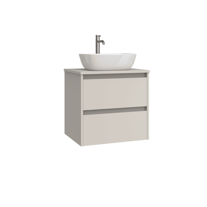 Mueble de Baño Suspendido con Lavabo Sobreponer Cerámico modelo Veloz| Mueble Volado 2 Cajones | Moka