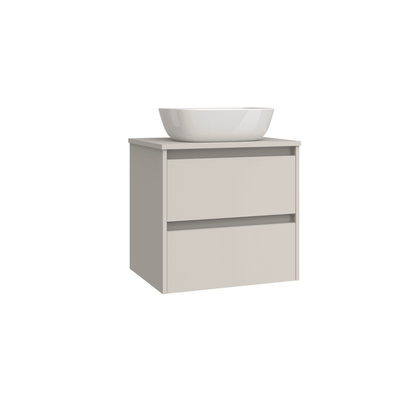 Mueble de Baño Suspendido con Lavabo Sobreponer Cerámico modelo Veloz| Mueble Volado 2 Cajones | Moka