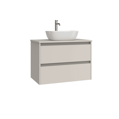 Mueble de Baño Suspendido con Lavabo Sobreponer Cerámico modelo Veloz| Mueble Volado 2 Cajones | Moka