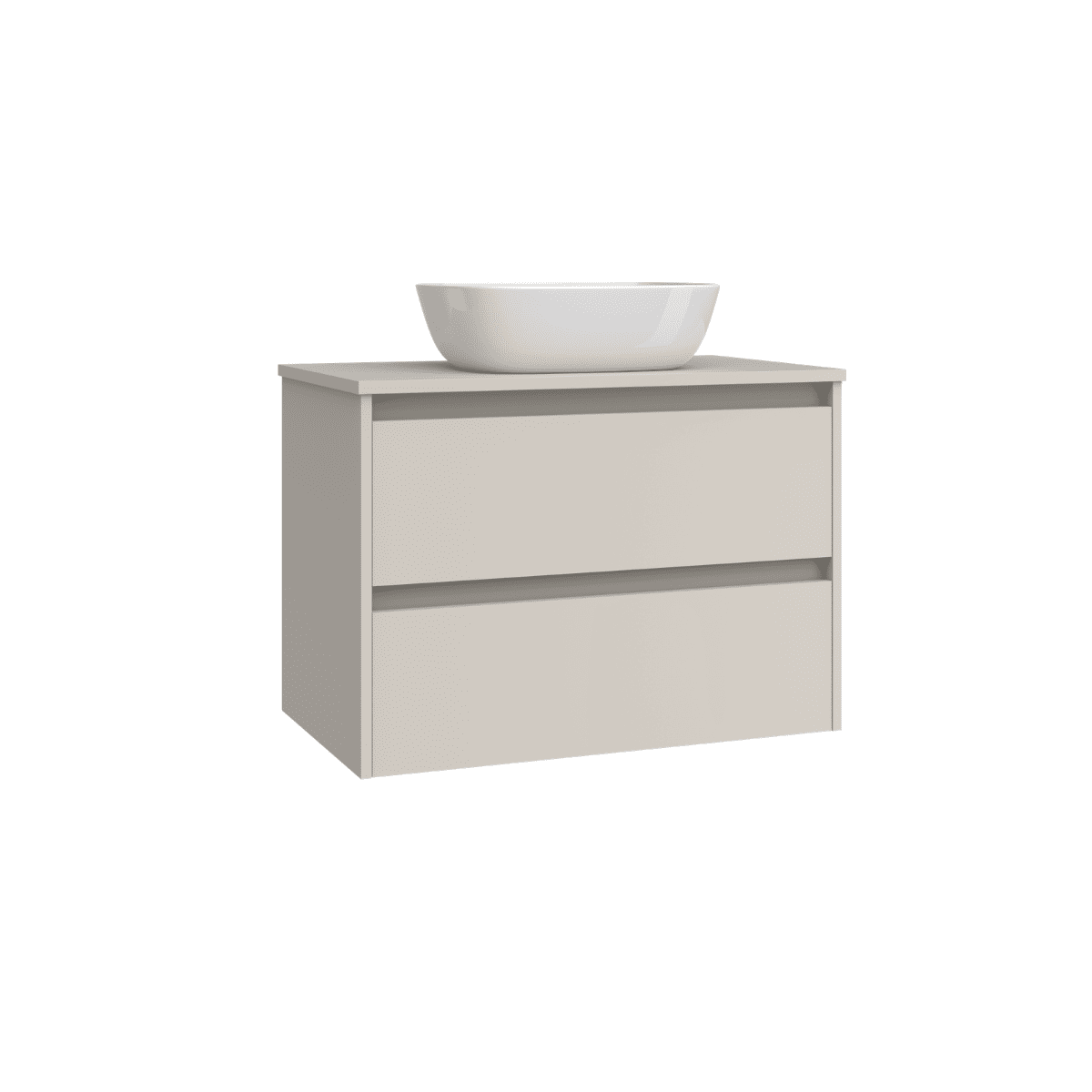 Mueble de Baño Suspendido con Lavabo Sobreponer Cerámico modelo Veloz| Mueble Volado 2 Cajones | Moka