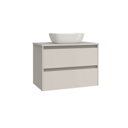 Mueble de Baño Suspendido con Lavabo Sobreponer Cerámico modelo Veloz| Mueble Volado 2 Cajones | Moka