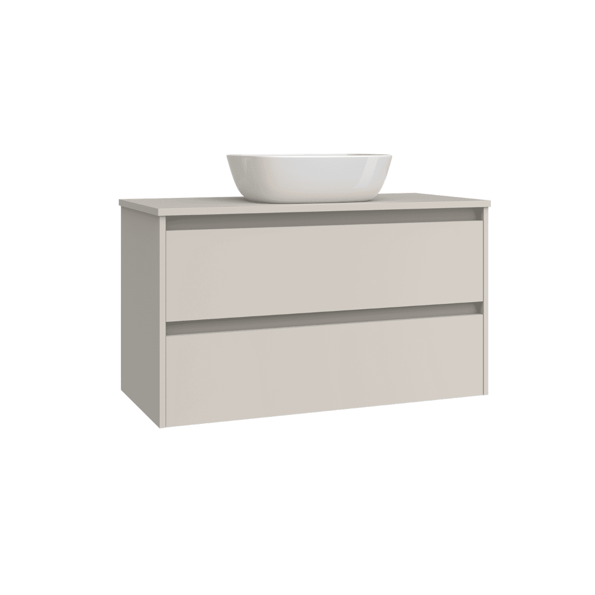 Mueble de Baño Suspendido con Lavabo Sobreponer Cerámico modelo Veloz| Mueble Volado 2 Cajones | Moka
