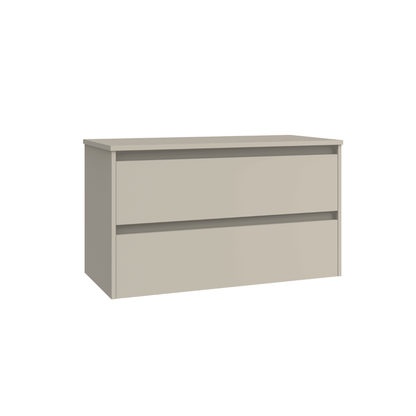 Mueble de Baño Suspendido con Lavabo Sobreponer Cerámico modelo Veloz| Mueble Volado 2 Cajones | Moka