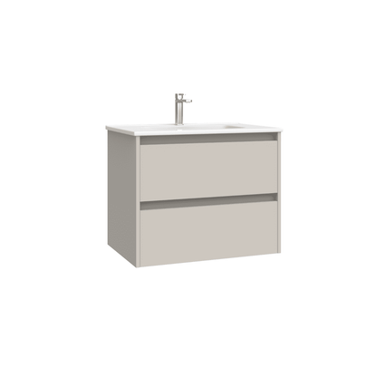 Mueble de Baño Suspendido con Lavabo Cerámico modelo Veloz| Mueble Volado 2 Cajones| Moka