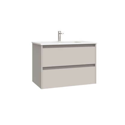 Mueble de Baño Suspendido con Lavabo Cerámico modelo Veloz| Mueble Volado 2 Cajones| Moka