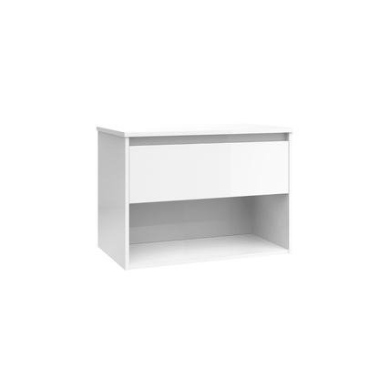 Mueble de Baño Suspendido con Lavabo Sobreponer Cerámico modelo Veloz| Mueble Volado 1 Cajón y 1 Hueco | Blanco Brillo