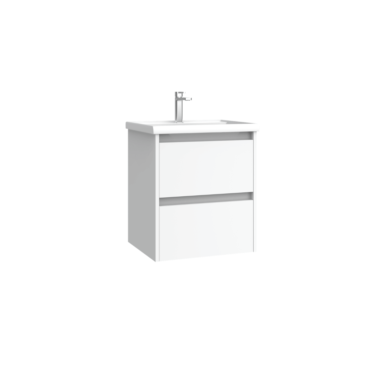 Mueble de Baño Suspendido Fondo Reducido con Lavabo Cerámico modelo Veloz| Mueble Volado 2 Cajones | Blanco Mate