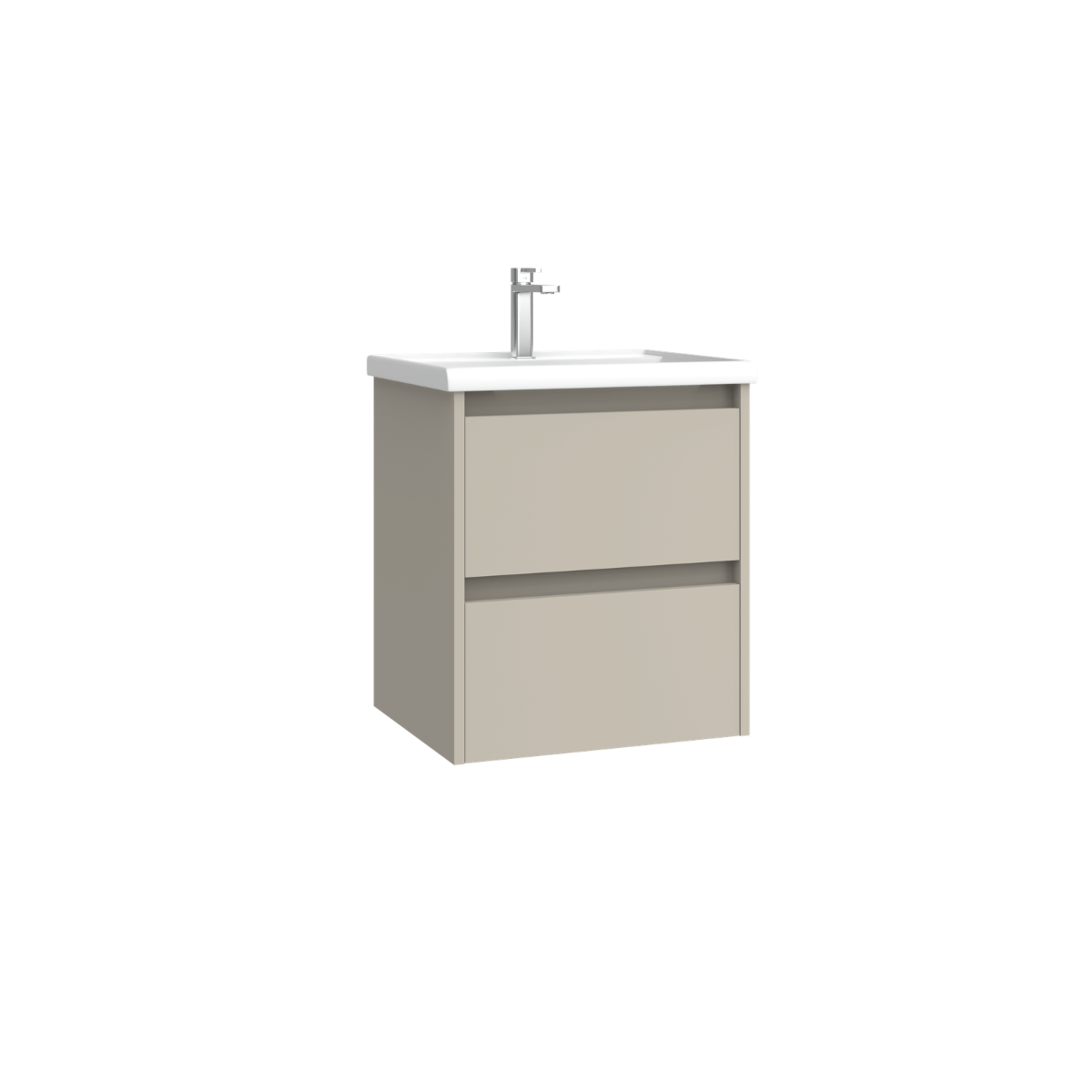 Mueble de Baño Suspendido Fondo Reducido con Lavabo Cerámico modelo Veloz| Mueble Volado 2 Cajones | Moka