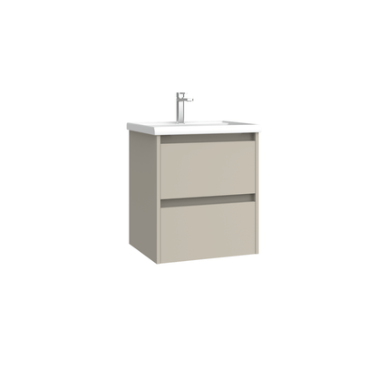 Mueble de Baño Suspendido Fondo Reducido con Lavabo Cerámico modelo Veloz| Mueble Volado 2 Cajones | Moka