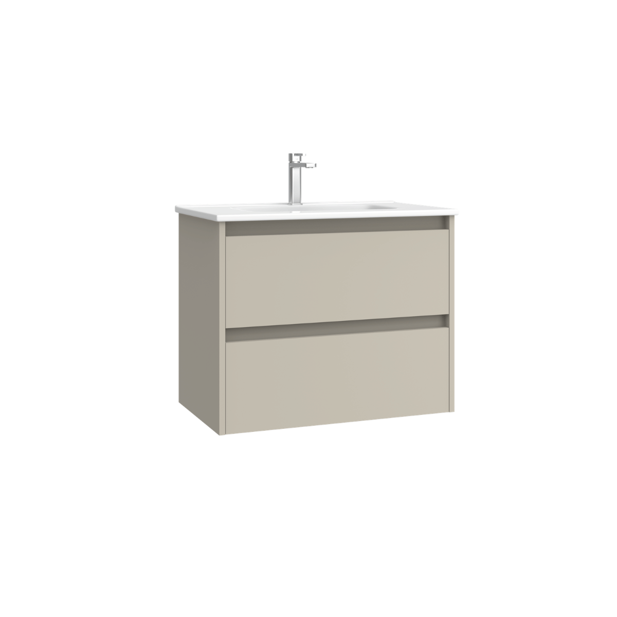 Mueble de Baño Suspendido Fondo Reducido con Lavabo Cerámico modelo Veloz| Mueble Volado 2 Cajones | Moka