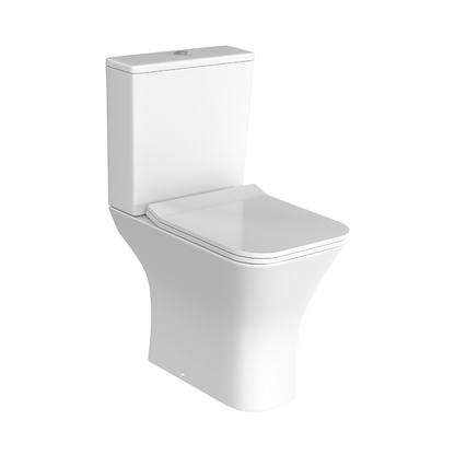 Corin Wc Inodoro Completo Cuadrado con Sistema Rimless | Wc Completo Fondo reducido con Salida Dual y Asiento Amortiguado