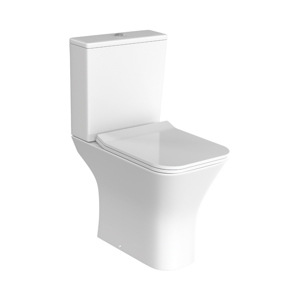 Corin Wc Inodoro Completo Cuadrado con Sistema Rimless | Wc Completo Fondo reducido con Salida Dual y Asiento Amortiguado - 