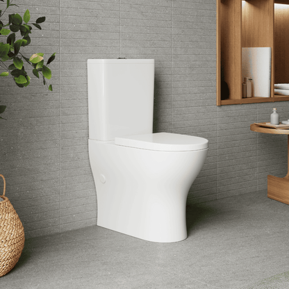 Cret Wc Inodoro Completo Confort Compacto Adosado a Pared Alto Movilidad Reducida con Sistema Rimless | Wc Completo con Salida Dual y Asiento Amortiguado