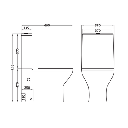 Cret Wc Inodoro Completo Confort Compacto Adosado a Pared Alto Movilidad Reducida con Sistema Rimless | Wc Completo con Salida Dual y Asiento Amortiguado