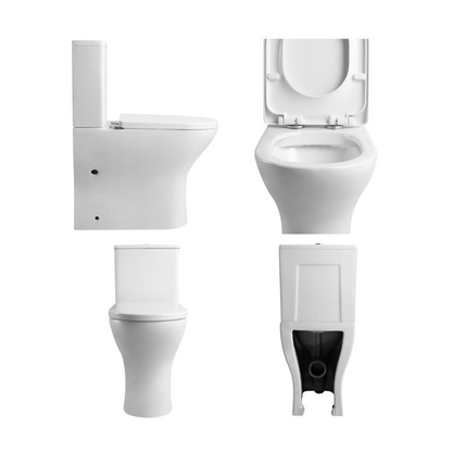 Cret Wc Inodoro Completo Confort Compacto Adosado a Pared Alto Movilidad Reducida con Sistema Rimless | Wc Completo con Salida Dual y Asiento Amortiguado