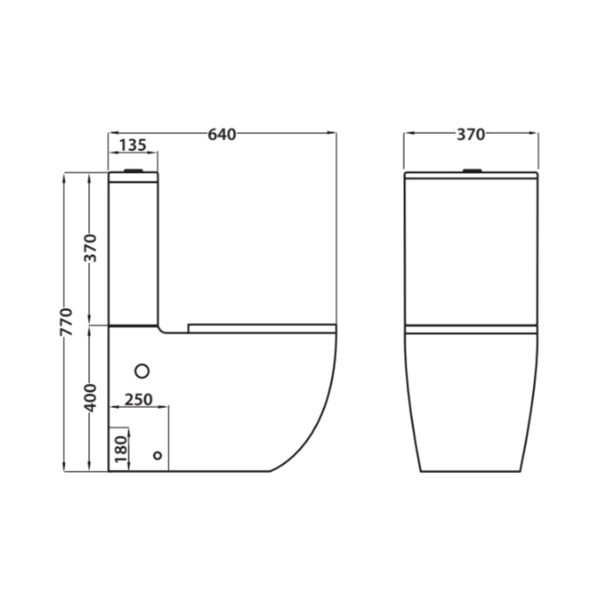 Espart Wc Inodoro Completo Compacto Adosado a Pared Redondo con Sistema Rimless | Wc Completo con Salida Dual y Asiento Amortiguado