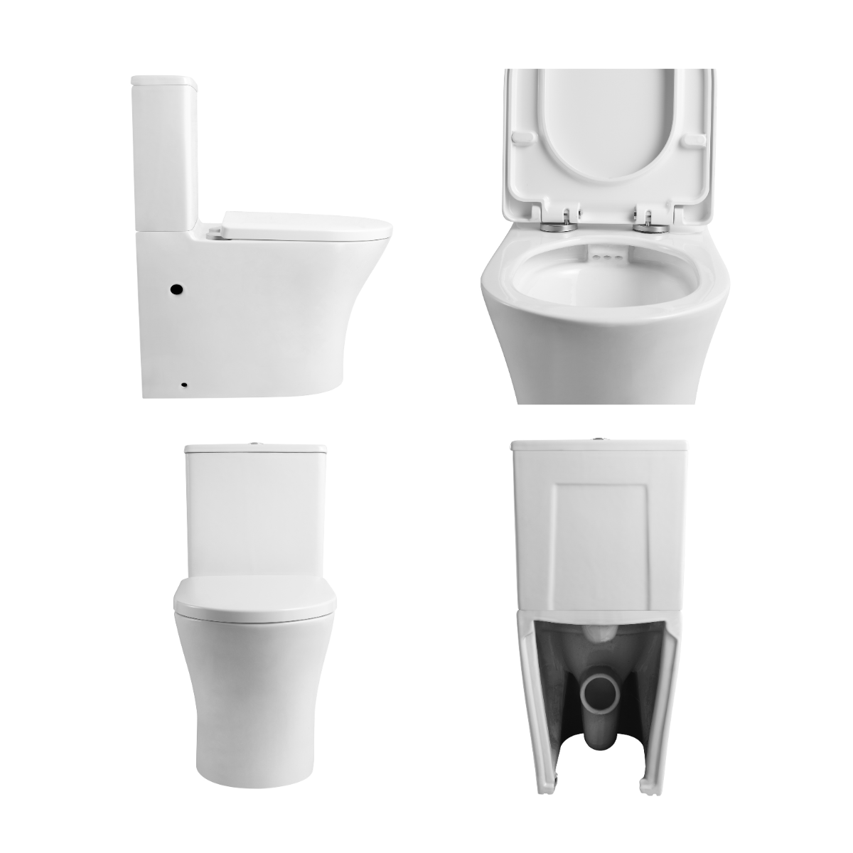 Pack Wc Inodoro Completo Ceramico Blanco Fondo Reducido Rimless y Tapa Extrafina Caida Amortiguada + Bidet a Suelo de Bano Moderno - Sin tapa y Facil Limpieza Olimp (Pack Wc + Bidet)