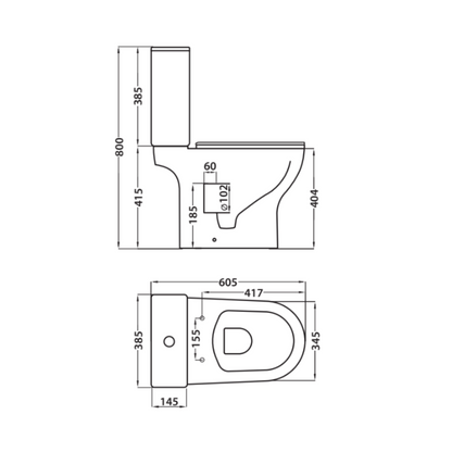 Tripol Wc Inodoro Completo Redondo con Sistema Rimless | Wc Completo Fondo reducido con Salida Dual y Asiento Amortiguado