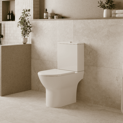 Tripol Wc Inodoro Completo Redondo con Sistema Rimless | Wc Completo Fondo reducido con Salida Dual y Asiento Amortiguado