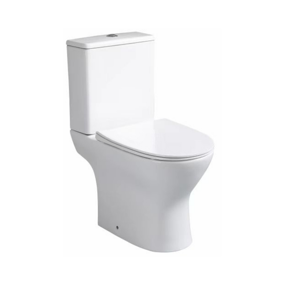 Tripol Wc Inodoro Completo Redondo con Sistema Rimless | Wc Completo Fondo reducido con Salida Dual y Asiento Amortiguado - 