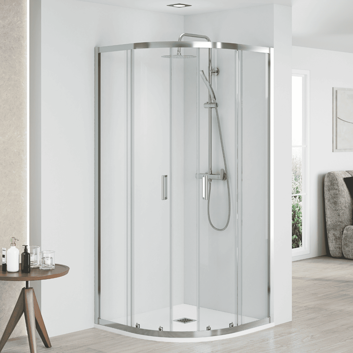 Zurita Mampara de Ducha Semicircular Corredera| Mampara Ducha Curva Angular Transparente| Cristal Templado 5mm Antical | Altura 190 cm