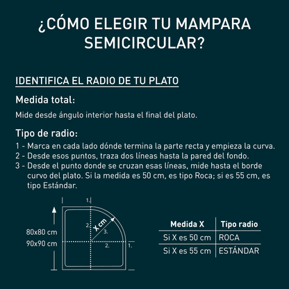 Zurita Mampara de Ducha Semicircular Corredera| Mampara Ducha Curva Angular Transparente| Cristal Templado 5mm Antical | Altura 190 cm