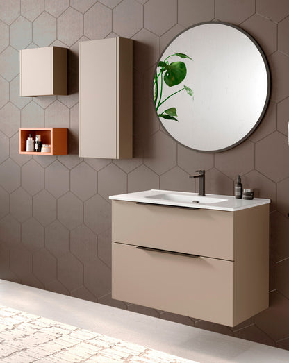 Móveis Auxiliares de Banheiro Suspenso Quadrado Joker 1 Porta com Fechamento Almofadado | Armário de banheiro suspenso | 35x34,9x17 | Mocha 