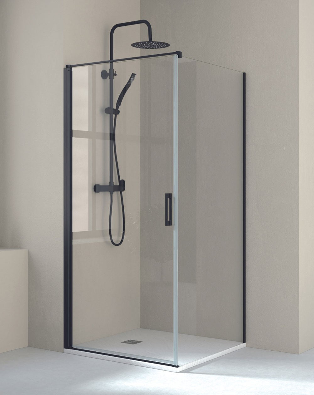 Javea Rectangular Shower Screen 1 Front Folding Door 1 Fixed Side | 6mm Glass 195cm Height  - 