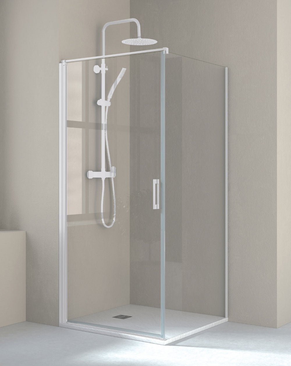 Javea Rectangular Shower Screen 1 Front Folding Door 1 Fixed Side | 6mm Glass 195cm Height  - 