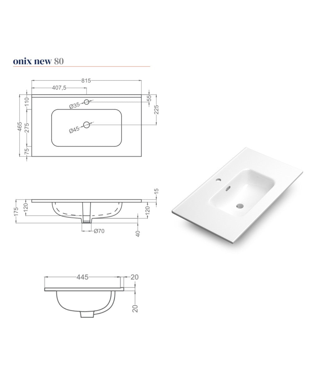 Meuble de salle de bain suspendu Sahara avec lavabo en céramique | Fermeture rembourrée et organisateur à 2 tiroirs | Lavabo Onix | Noir de jais mat