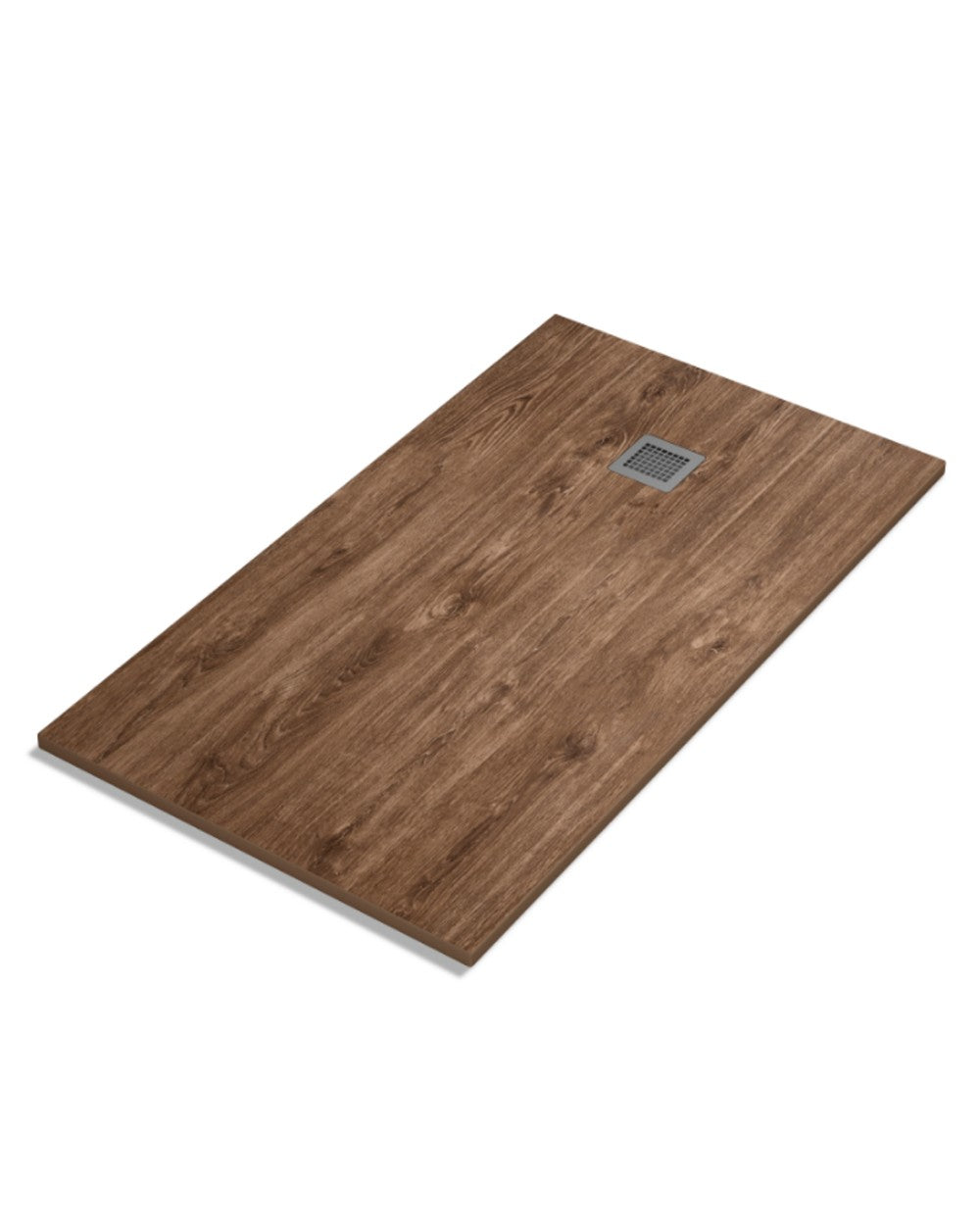 Paris Deco Extra-flat Shower Tray Dark Oak Wood Effect | Non-slip | Drain Valve and Grate